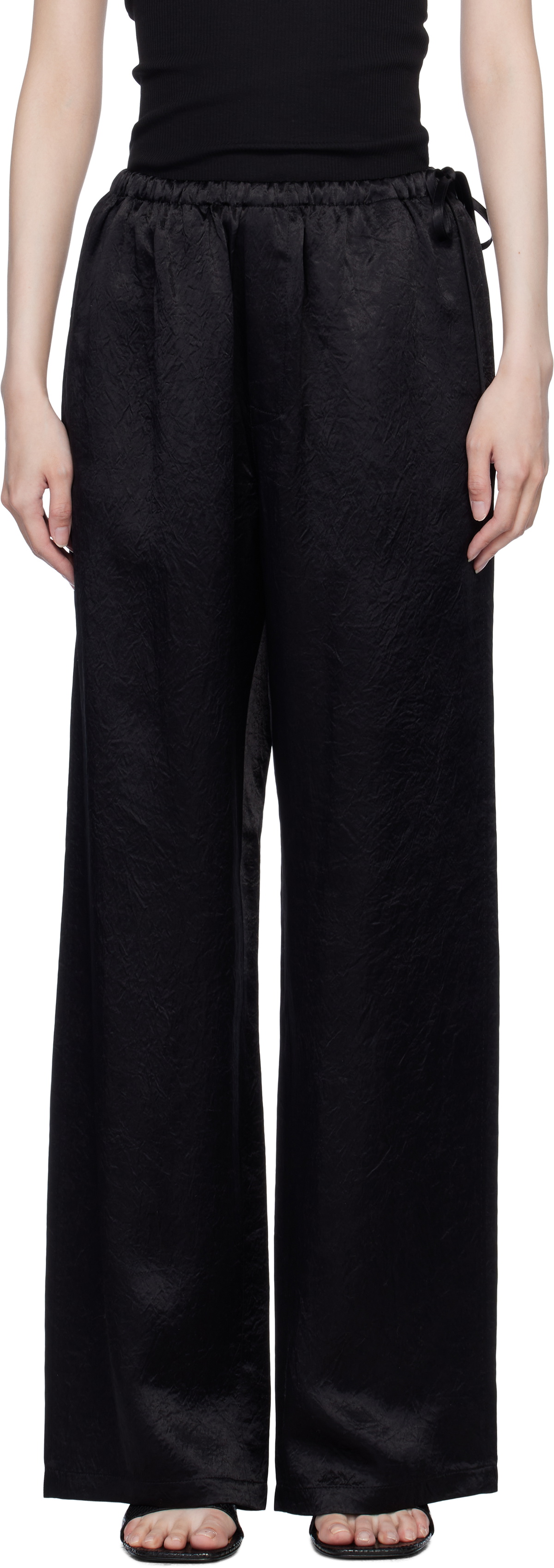 Filippa K Black Casual Crinkle Trousers