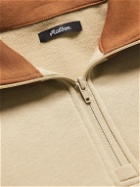 Malbon Golf - Logo-Embroidered Colour-Block Cotton-Blend Jersey Half-Zip Golf Sweatshirt - Neutrals
