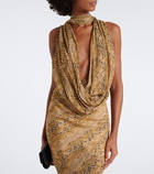 De La Vali Isolde draped snake-print georgette top