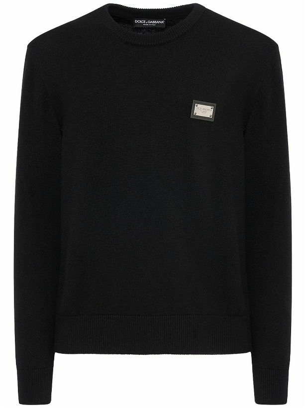 Photo: DOLCE & GABBANA Wool & Cashmere Sweater with logo Plaque