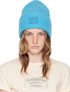 Acne Studios Blue Large Face Logo Beanie