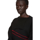 Raf Simons Black and Red Jacquard Loose Collar Sweater