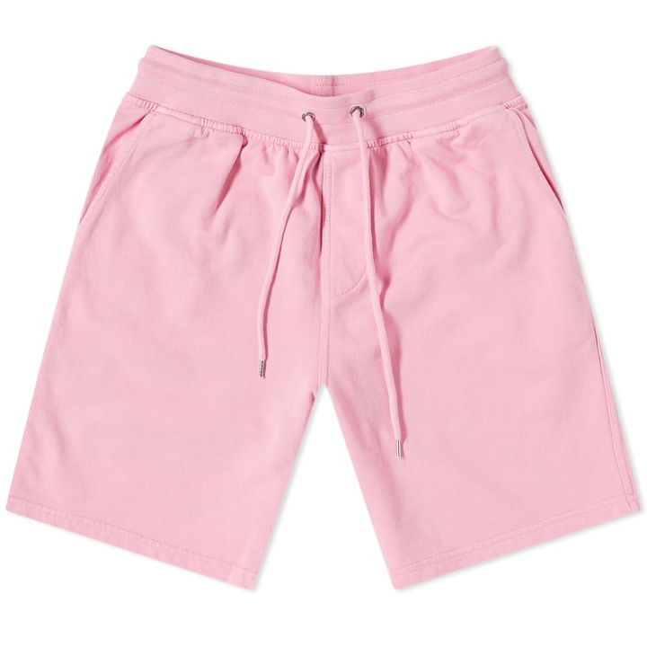 Photo: Colorful Standard Men's Classic Organic Sweat Shorts in Flamingo Pink