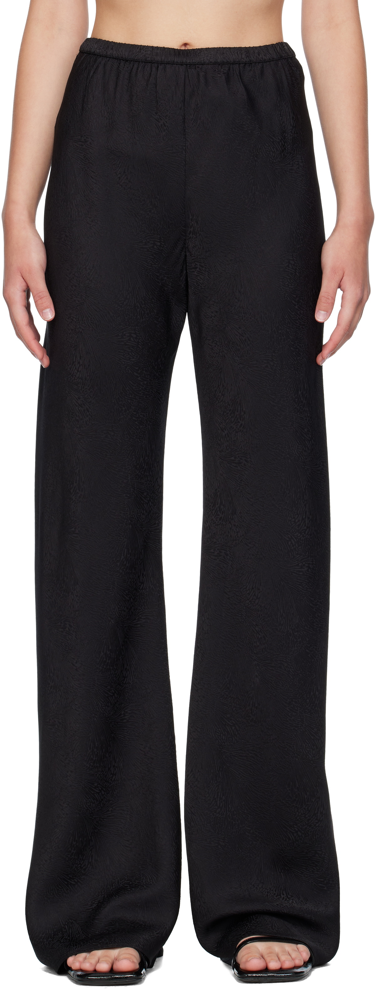 Silk Laundry Black Bias Cut Lounge Pants