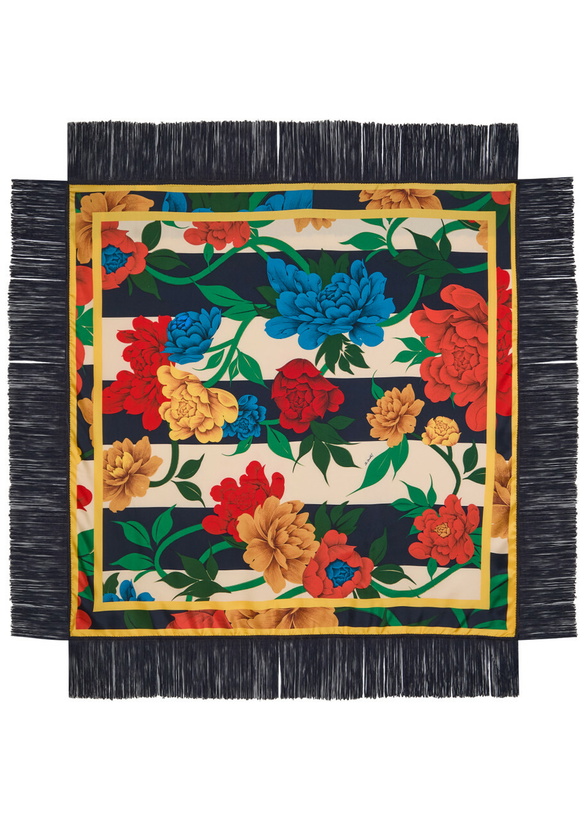 Photo: LA Double J Reversible Printed Fringed Scarf - Multicoloured - One Size