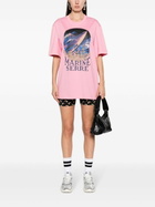 Marine Serre Pink Logo-Print Organic Cotton T-Shirt