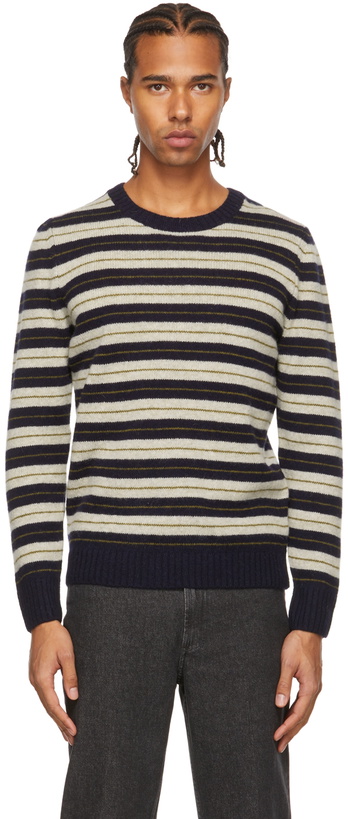 Photo: A.P.C. Navy & Beige Toni Sweater