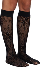 Swedish Stockings Black Rose Knee-High Stockings