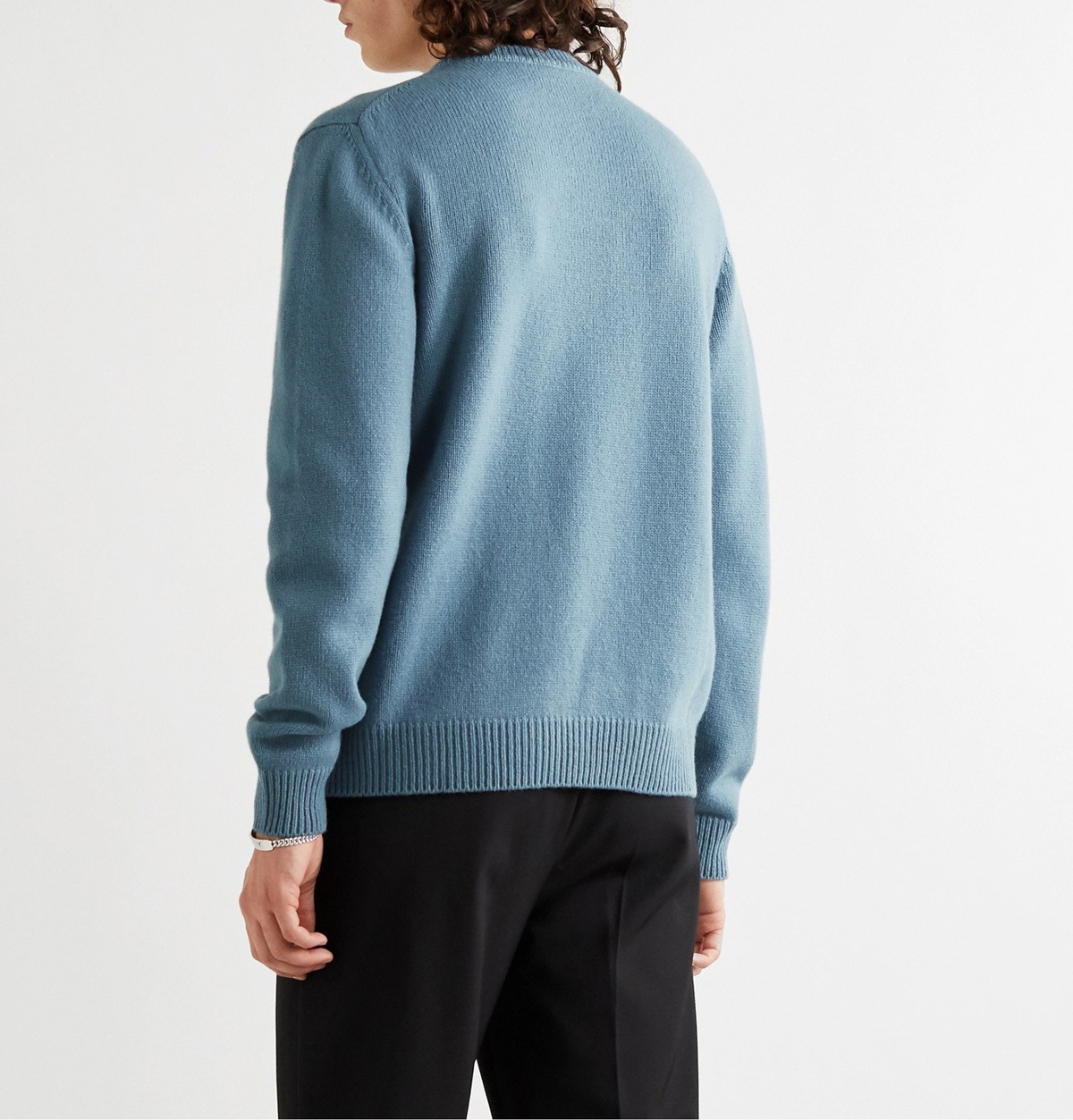 Maison Kitsuné Blue Wool Blend Fox Intarsia Sweater for Men