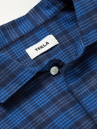 TEKLA - Checked Organic Cotton-Flannel Pyjama Shirt - Blue