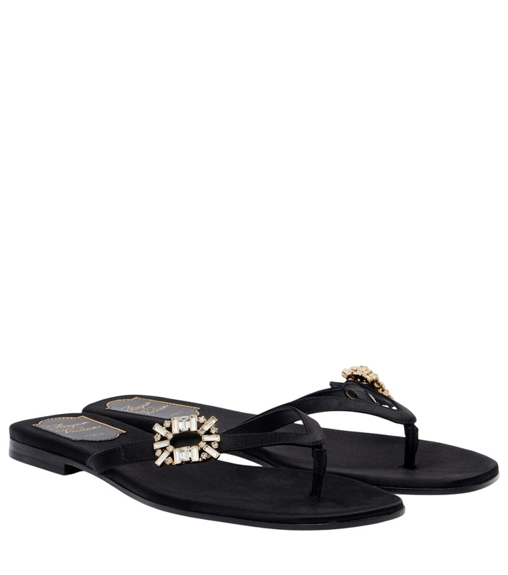 Photo: Roger Vivier Embellished satin thong sandals