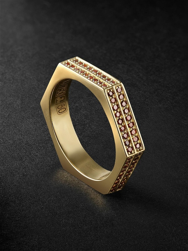 Photo: KOLOURS JEWELRY - Double Hexagon Gold Diamond Eternity Ring - Orange