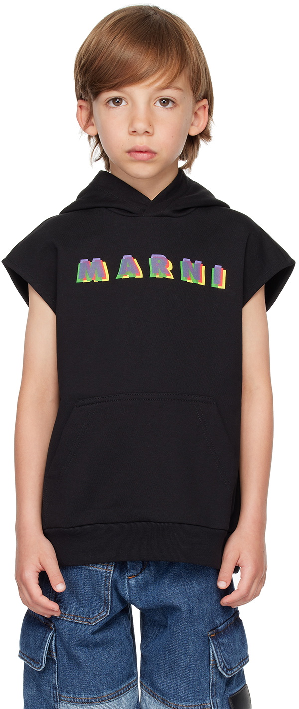 Marni Kids Black Sleeveless Hoodie