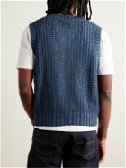 Corridor - Open-Knit Cotton Sweater Vest - Blue
