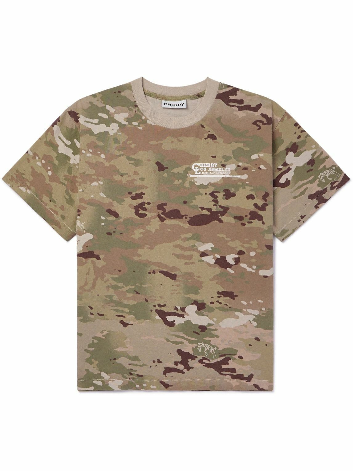 Photo: Cherry Los Angeles - American Outdoorsman Garment-Dyed Camouflage-Print Cotton-Jersey T-Shirt - Brown