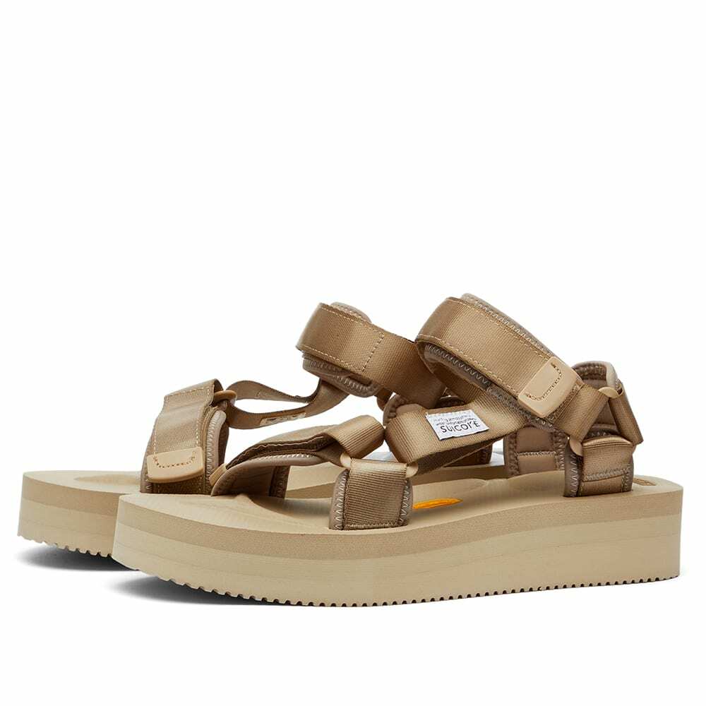 1200~SUICOKE Leather DEPA 01 Sandals with Metal Logo Plaque