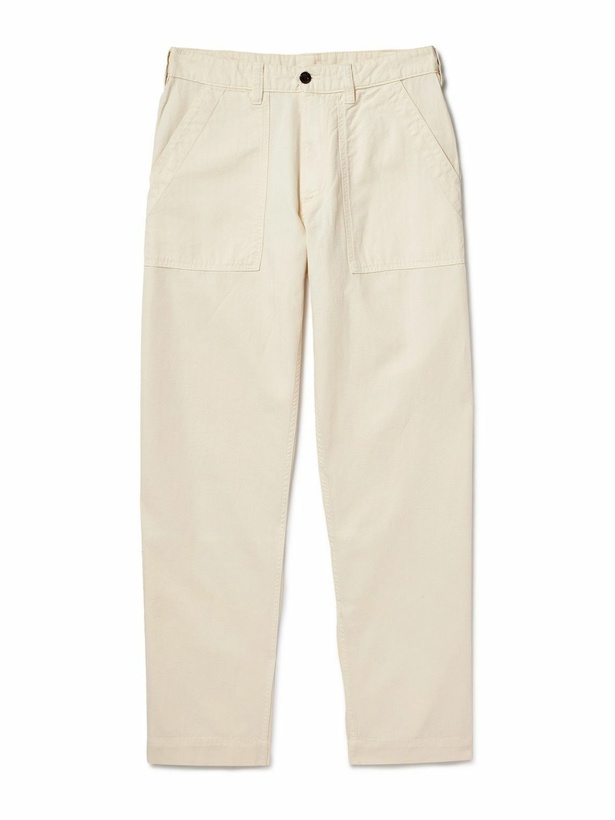 Photo: Drake's - Tapered Herringbone Cotton and Linen-Blend Twill Trousers - Neutrals