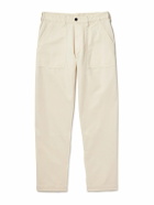 Drake's - Tapered Herringbone Cotton and Linen-Blend Twill Trousers - Neutrals