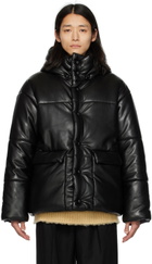 Nanushka Black Hide Vegan Leather Puffer Jacket