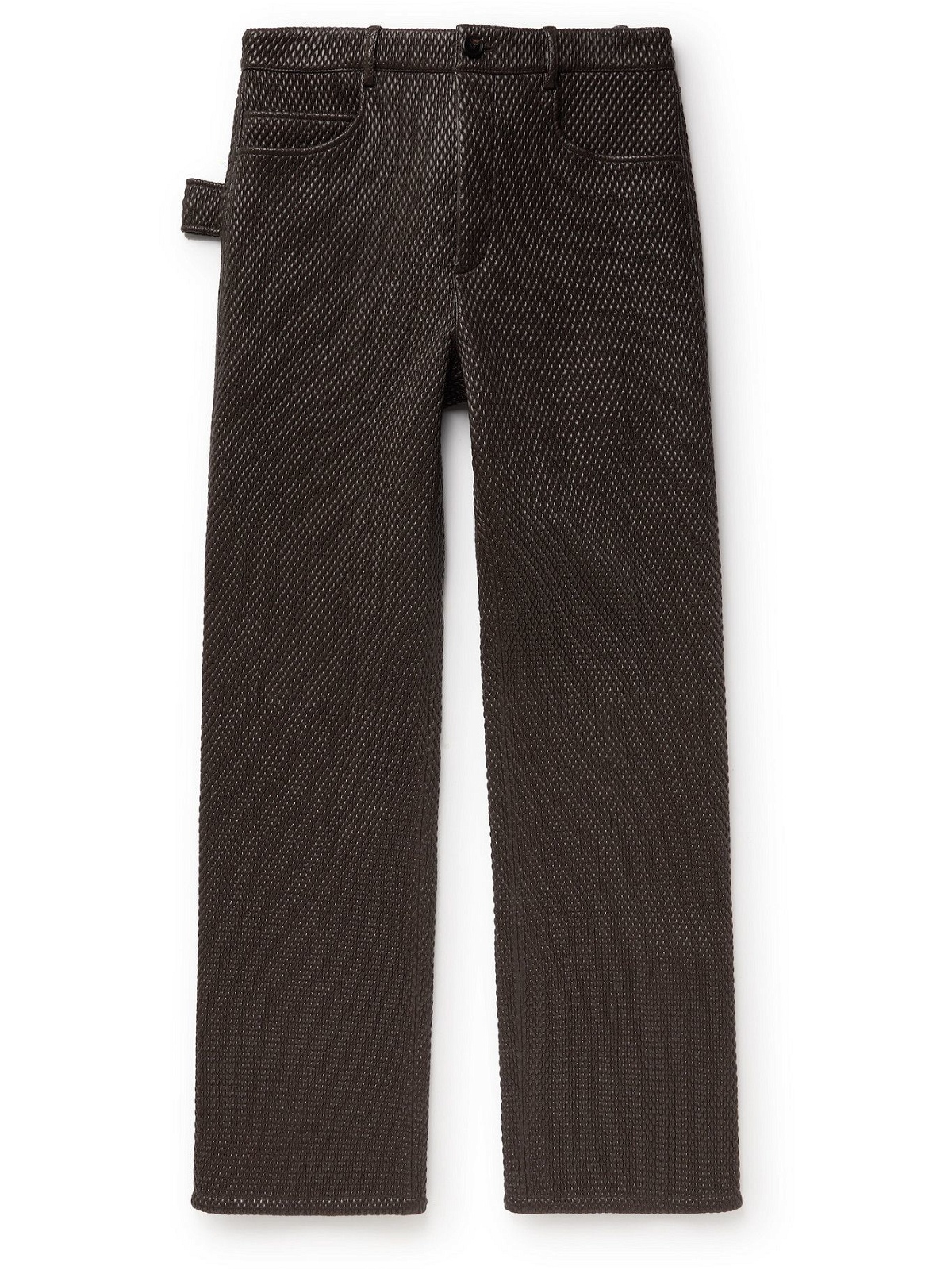 Photo: BOTTEGA VENETA - Woven Leather Trousers - Brown