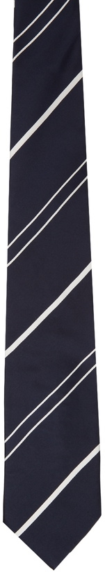 Photo: Doublet Navy & White Stripe Shape Memory Tie