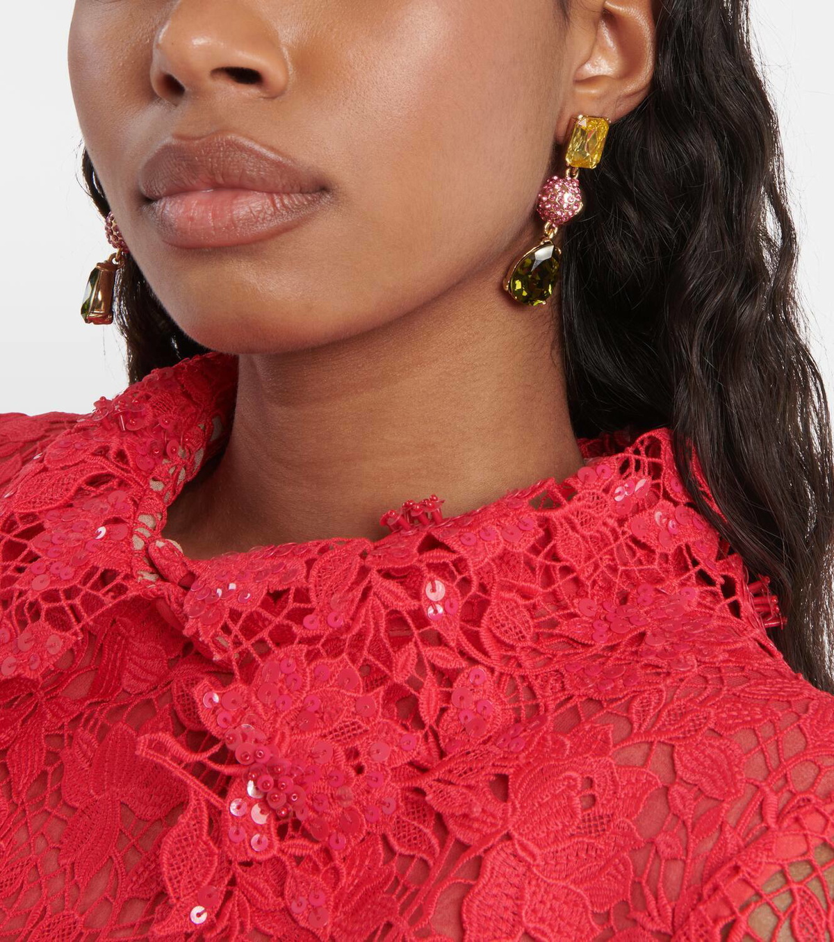 Oscar de la Renta Crystal-embellished drop earrings
