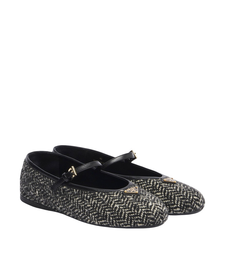 Photo: Prada Chevron tweed Mary Jane ballet flats