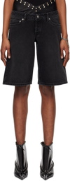 ALL-IN Black Double Denim Shorts