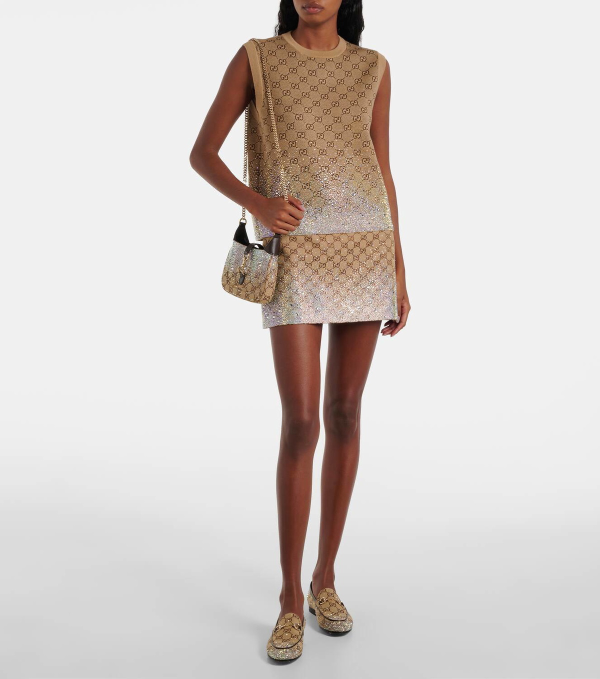 Gucci GG Canvas embellished cotton-blend miniskirt