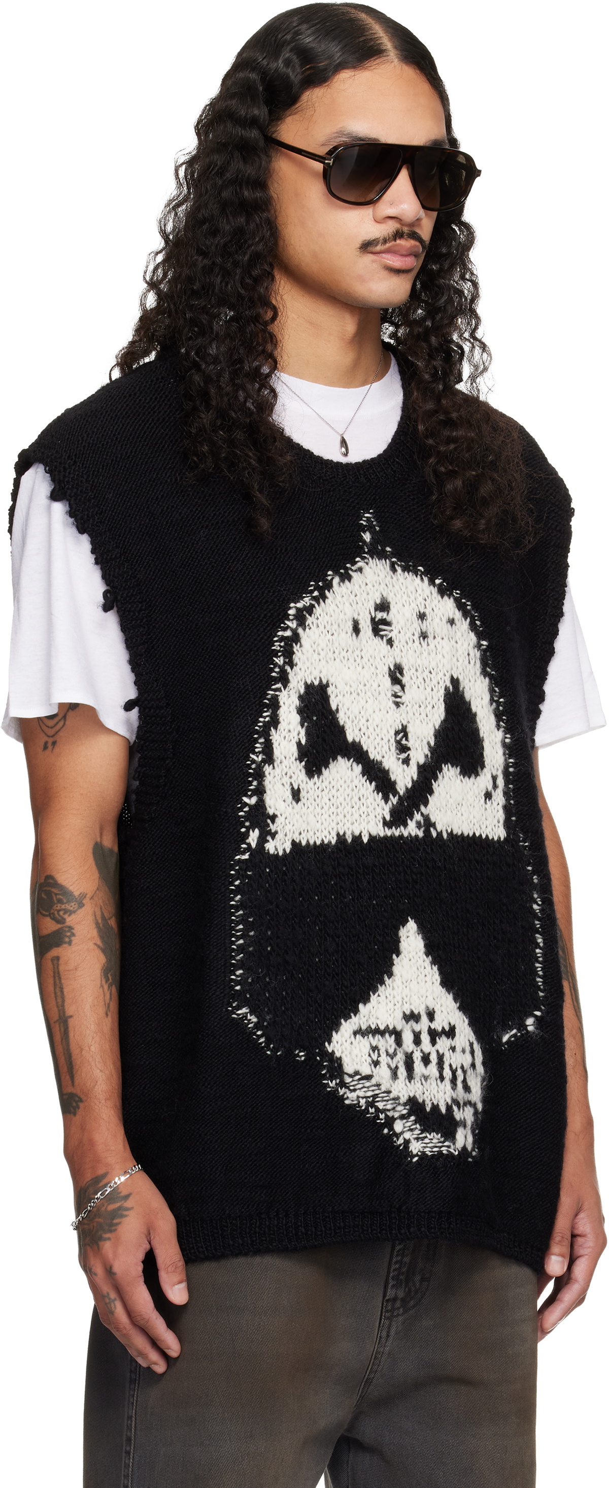LU'U DAN Black Oversized Sweater Vest