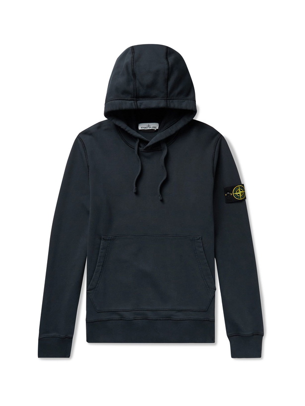 Photo: Stone Island - Logo-Appliquéd Cotton-Jersey Hoodie - Blue