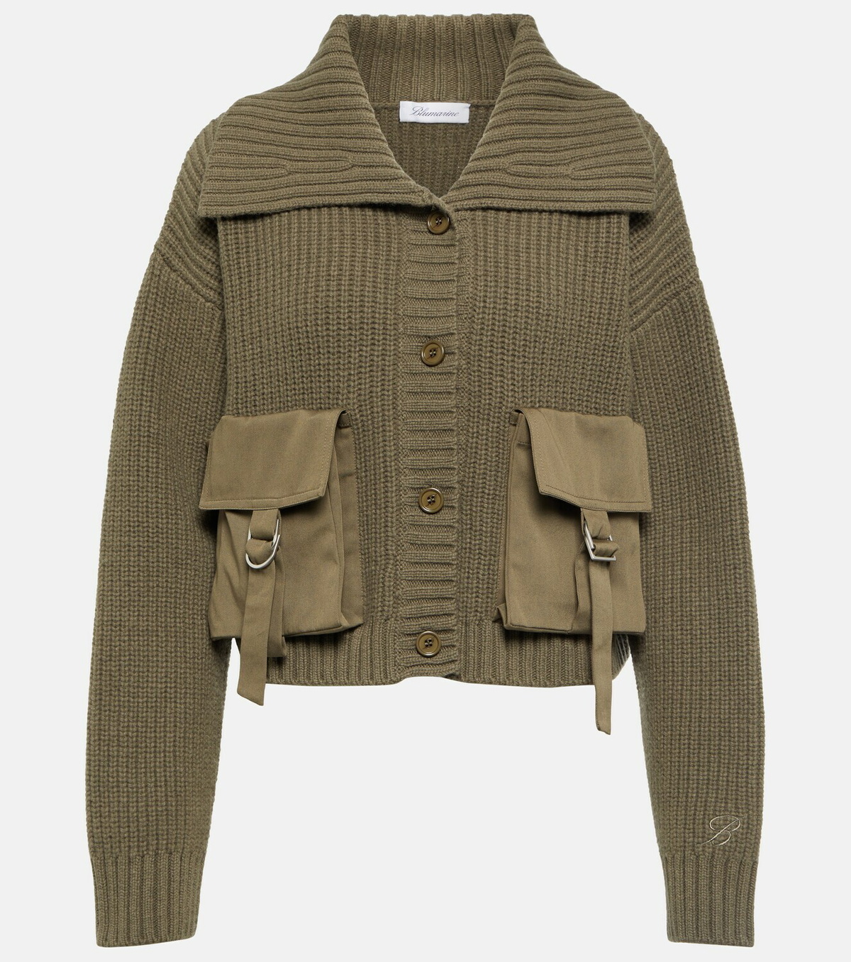Blumarine Ribbed-knit wool cardigan