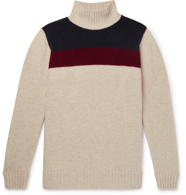 Photo: The Elder Statesman - Colour-Block Cashmere Turtleneck Sweater - Off-white