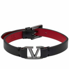 Valentino Men's V Logo Bracelet in Black/Red