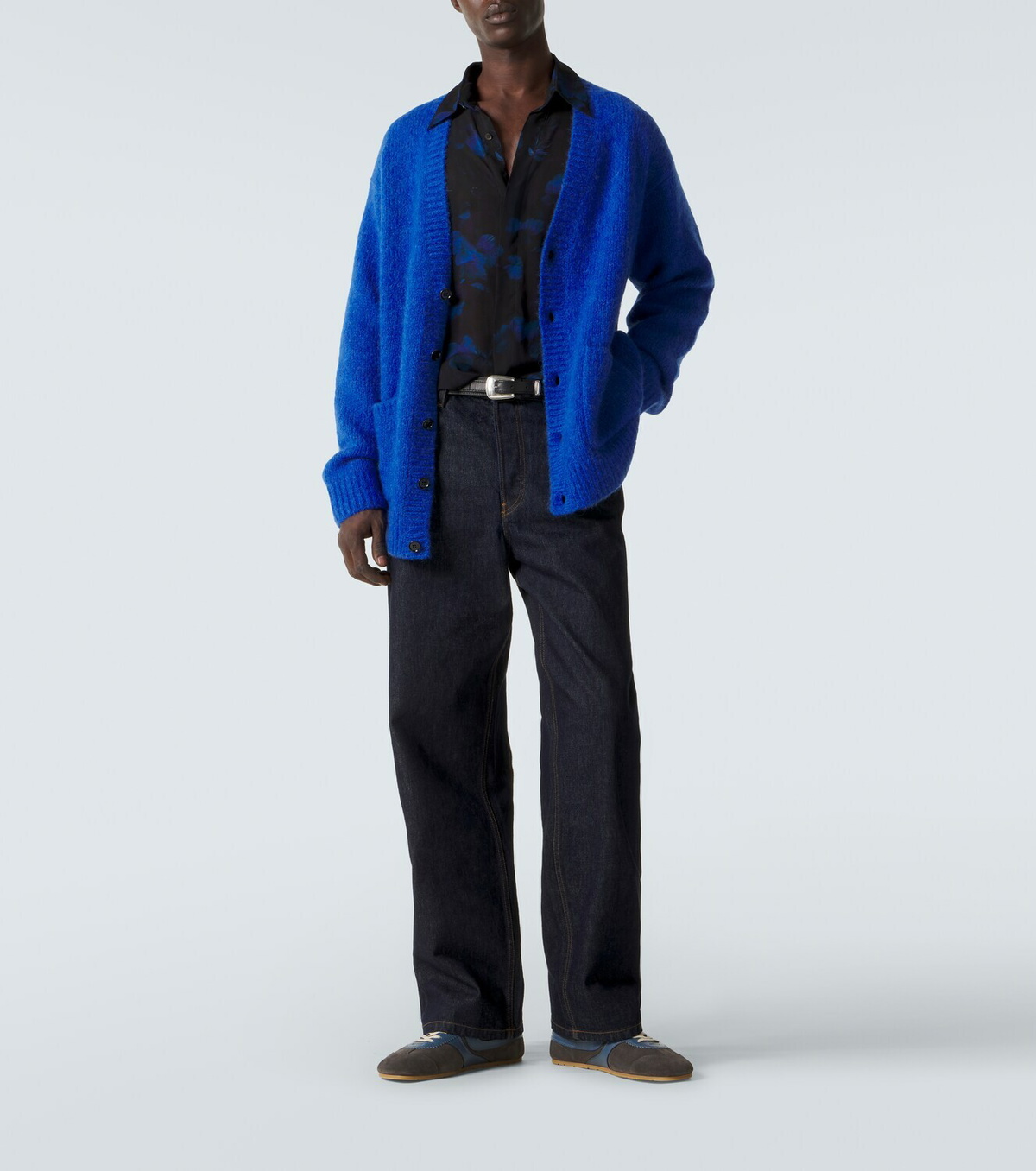 Dries Van Noten Leather-trimmed suede sneakers