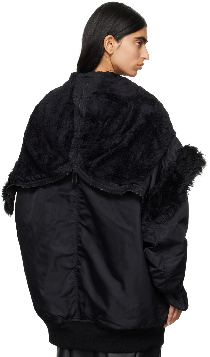ジャケット・アウター Vkei Black fur jacket Japanese Clear Black Fur Puffer Jacket Vkei Style