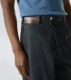 JW Anderson Twisted embroidered cotton wide-leg jeans