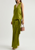 Stine Goya Gracie Wide-leg Satin Trousers Olive