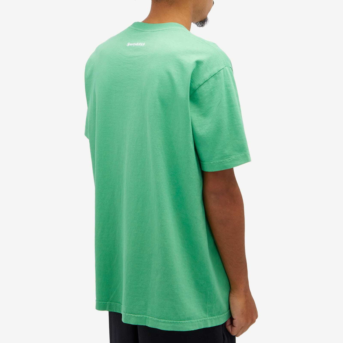 Sporty & Rich Wellness Club Flocked T-Shirt in Verde/White