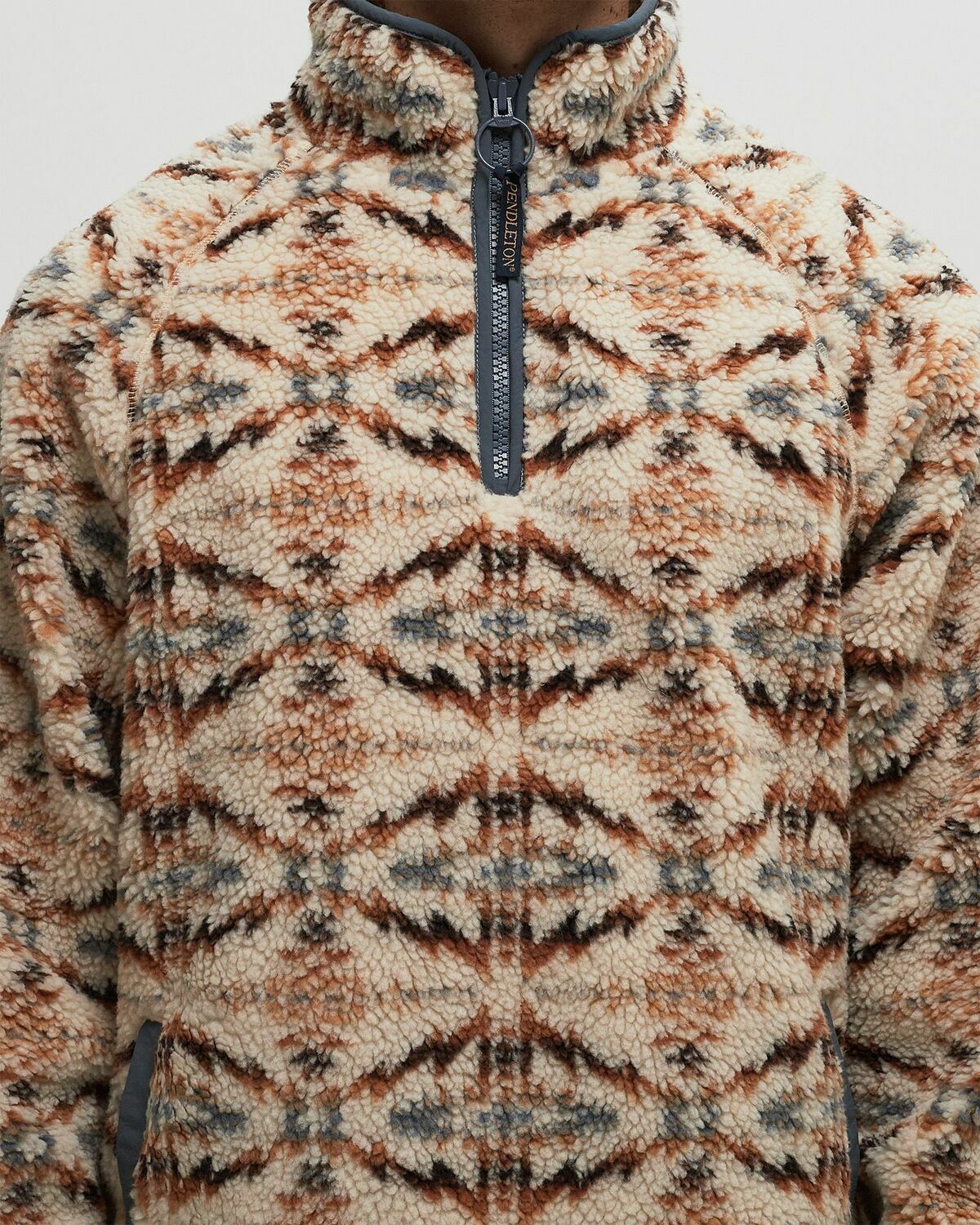Pendleton PULLOVER QUARTER ZIP FLEECE Beige Mens Half-Zip Pendleton