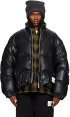 Maison MIHARA YASUHIRO Black Bottom Folded Faux-Leather Down Jacket
