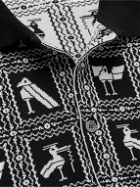 4SDesigns - Cotton-Jacquard Polo Shirt - Black
