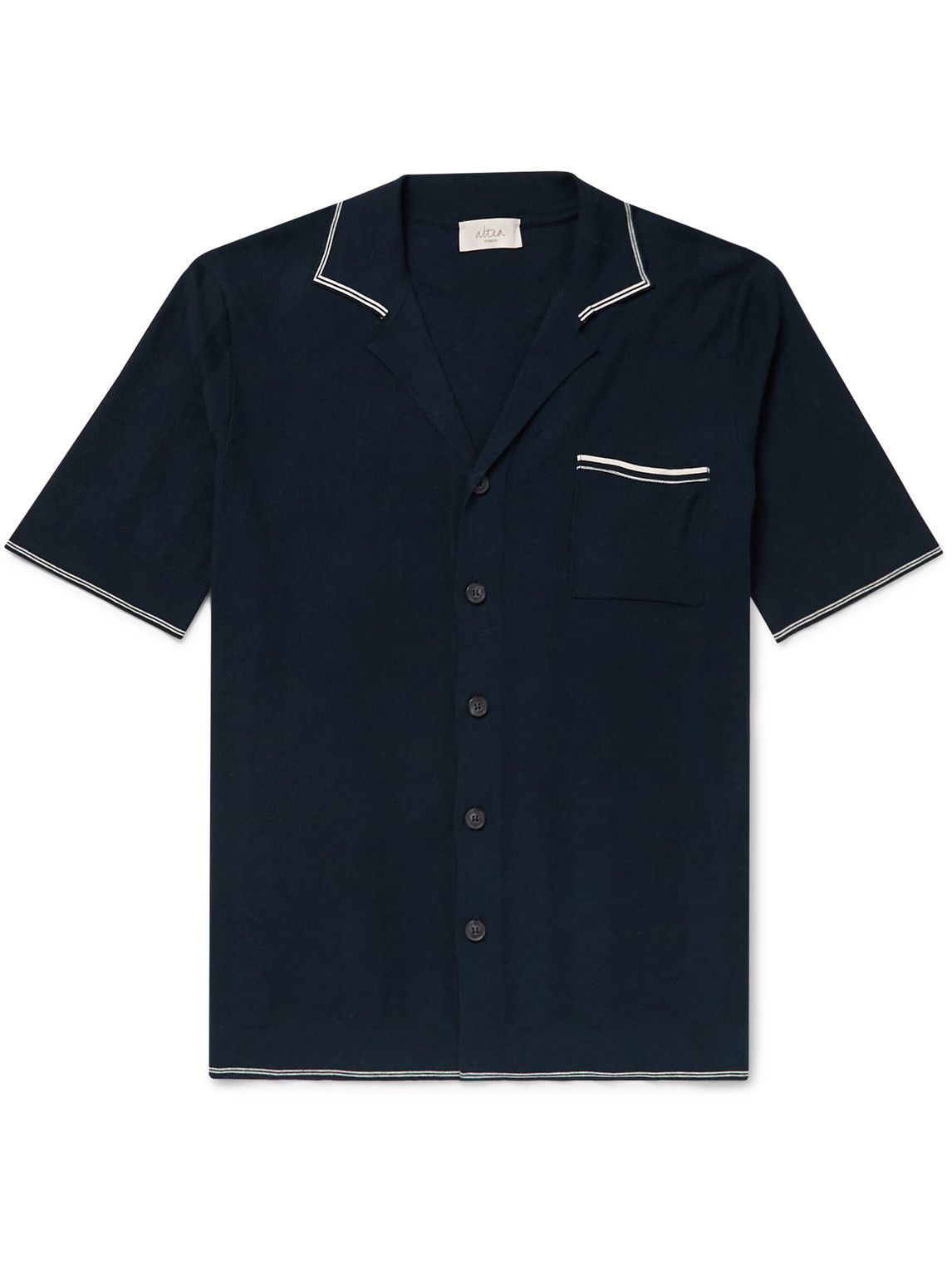 Altea - Flat Coast Slim-Fit Camp-Collar Ribbed Cotton Shirt - Blue Altea
