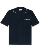 Altea - Flat Coast Slim-Fit Camp-Collar Ribbed Cotton Shirt - Blue