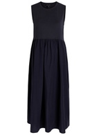 Eileen Fisher Pleated Cotton Midi Dress Dark Blue