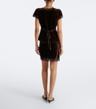 Rixo Kornelia lace-trimmed velvet miniskirt