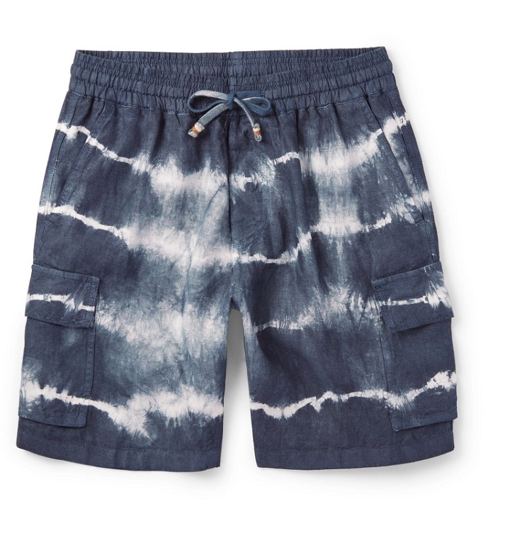Photo: Altea - Tie-Dyed Linen Drawstring Shorts - Blue