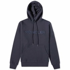 Moncler Men's Logo Drawstring Popover Hoody in Navy