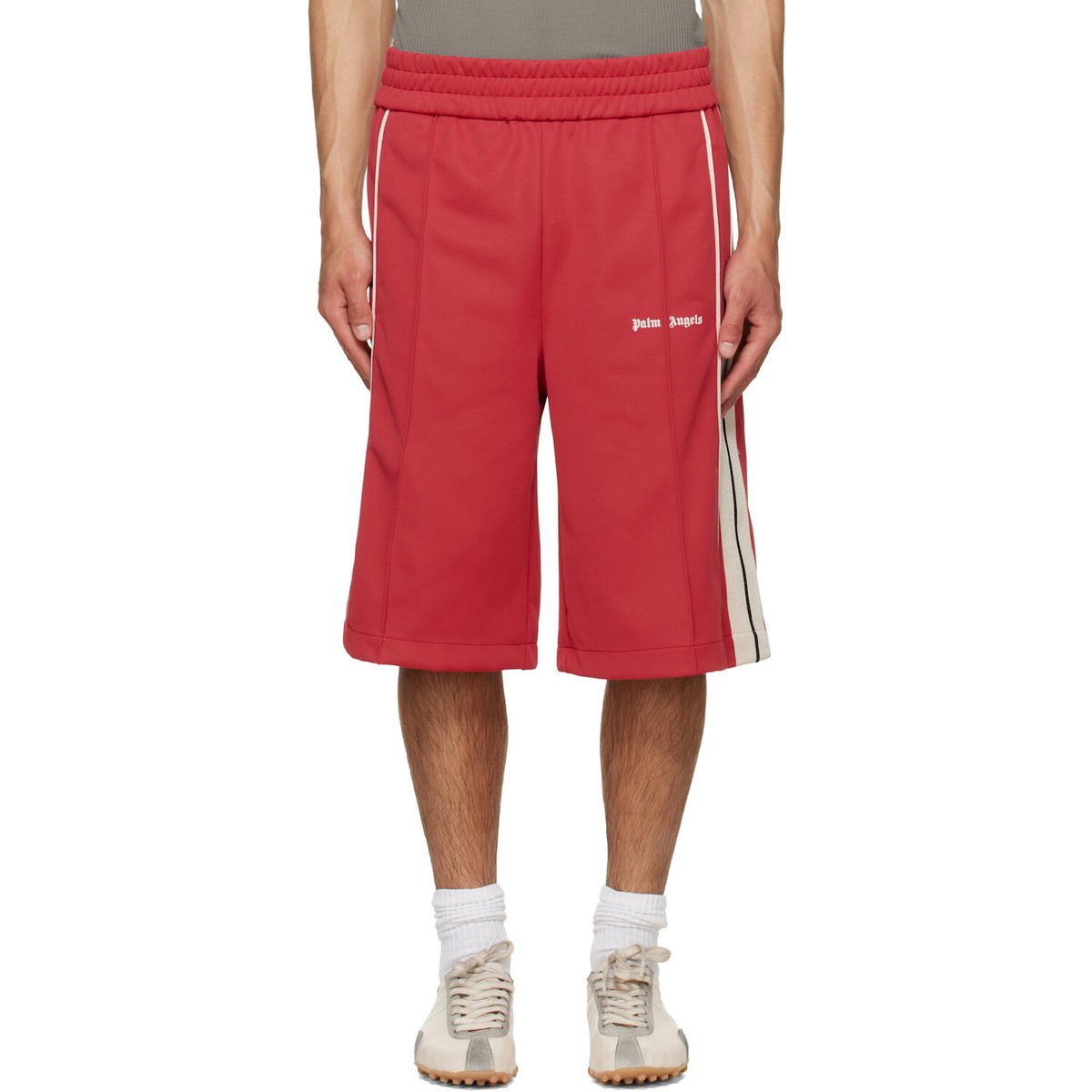 Palm Angels Red Classic Logo Vintage Track Shorts