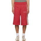 Palm Angels Red Classic Logo Vintage Track Shorts